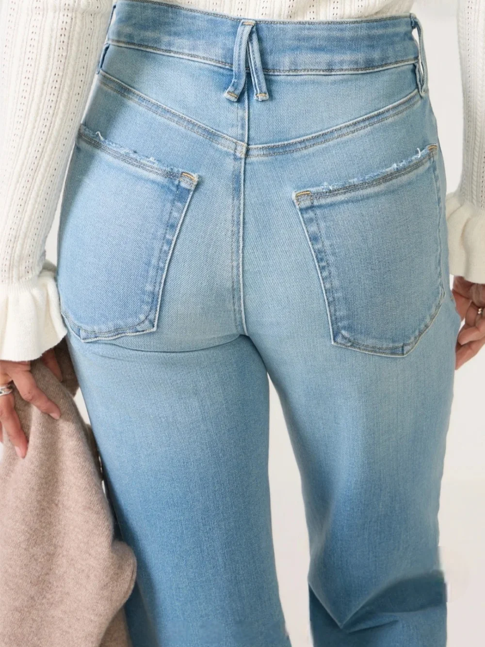 Good American Good True Straight Jeans Womens 4 High Rise Light Wash Stretch